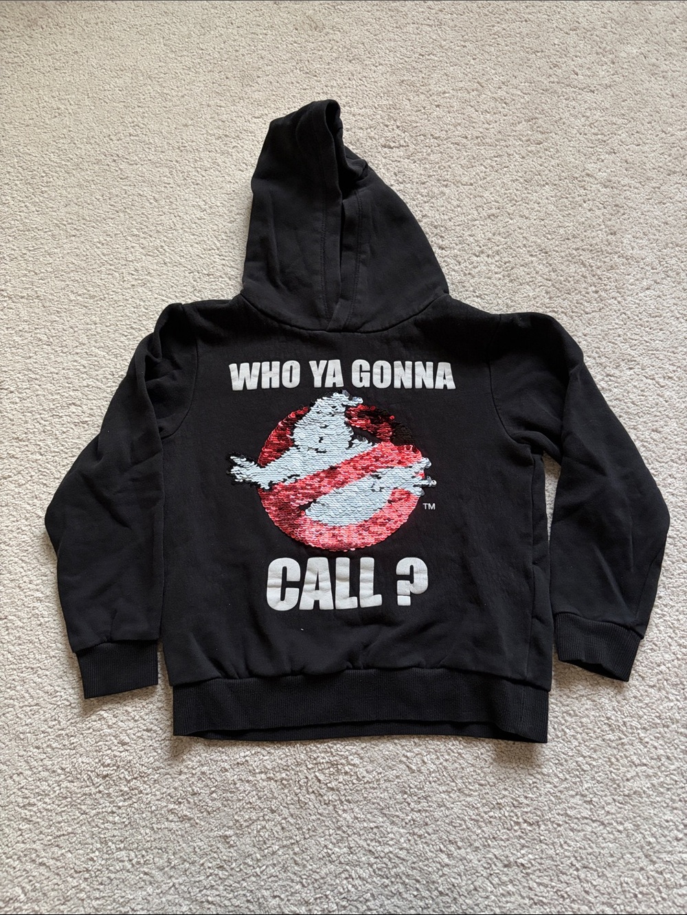 H&M Ghostbusters Sequin Logo Black Kids Hoodie